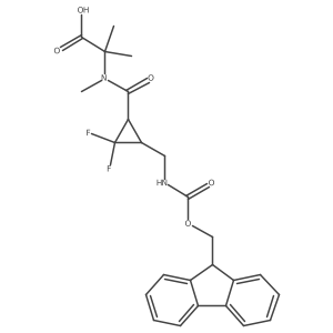 2-(1-{3-[({[(9H-fluoren-9-yl)methoxy]carbonyl}amino)methyl]-2,2-difluorocyclopropyl}-N-methylformamido)-2-methylpropanoic acid结构式