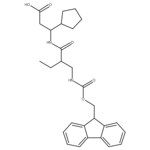 3-cyclopentyl-3-{2-[({[(9H-fluoren-9-yl)methoxy]carbonyl}amino)methyl]butanamido}propanoic acid结构式