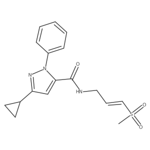 5-Cyclopropyl-N-[(E)-3-methylsulfonylprop-2-enyl]-2-phenylpyrazole-3-carboxamide结构式