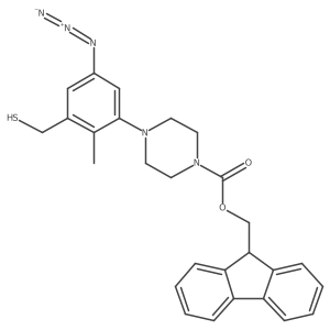 (9H-fluoren-9-yl)methyl 4-[5-azido-2-methyl-3-(sulfanylmethyl)phenyl]piperazine-1-carboxylate结构式
