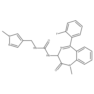 1-[5-(2-fluorophenyl)-1-methyl-2-oxo-2,3-dihydro-1H-1,4-benzodiazepin-3-yl]-3-[(1-methyl-1H-pyrazol-4-yl)methyl]urea结构式