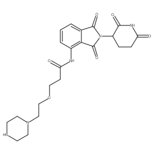 N-[2-(2,6-dioxo-3-piperidyl)-1,3-dioxo-isoindolin-4-yl]-3-(2-piperazin-1-ylethoxy)propanamide结构式