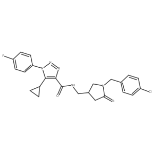 N-({1-[(4-chlorophenyl)methyl]-5-oxopyrrolidin-3-yl}methyl)-5-cyclopropyl-1-(4-fluorophenyl)-1H-1,2,3-triazole-4-carboxamide结构式