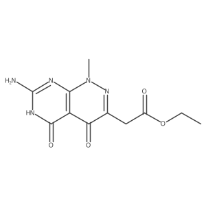 Ethyl 2-(7-amino-1,4-dihydro-5-hydroxy-1-methyl-4-oxopyrimido[4,5-c]pyridazin-3-yl)acetate结构式
