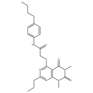 N-(4-butylphenyl)-2-((6,8-dimethyl-5,7-dioxo-2-propyl-5,6,7,8-tetrahydropyrimido[4,5-d]pyrimidin-4-yl)thio)acetamide结构式