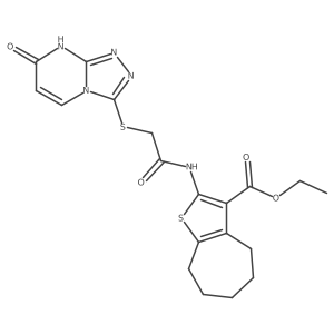 ethyl 2-(2-((7-oxo-7,8-dihydro-[1,2,4]triazolo[4,3-a]pyrimidin-3-yl)thio)acetamido)-5,6,7,8-tetrahydro-4H-cyclohepta[b]thiophene-3-carboxylate结构式