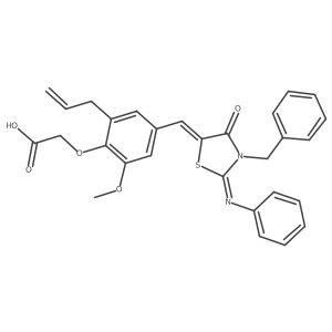 2-[2-Methoxy-4-[[4-oxo-2-(phenylimino)-3-(phenylmethyl)-5-thiazolidinylidene]methyl]-6-(2-propen-1-yl)phenoxy]acetic acid结构式