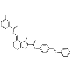 Benzoic acid, 3-methyl-, 2-[6,7-dihydro-3-methyl-2-[[[4-(2-phenyldiazenyl)phenyl]amino]carbonyl]-4(5H)-benzofuranylidene]hydrazide结构式