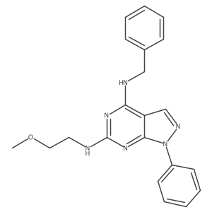 N4-benzyl-N6-(2-methoxyethyl)-1-phenyl-1H-pyrazolo[3,4-d]pyrimidine-4,6-diamine Structure