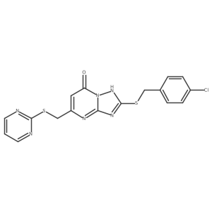 2-[(4-chlorobenzyl)thio]-5-[(pyrimidin-2-ylthio)methyl][1,2,4]triazolo[1,5-a]pyrimidin-7(4H)-one结构式