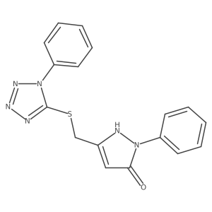 1-phenyl-3-{[(1-phenyl-1H-tetrazol-5-yl)sulfanyl]methyl}-1H-pyrazol-5-ol Structure