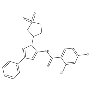 2,4-dichloro-N-(1-(1,1-dioxidotetrahydrothiophen-3-yl)-3-phenyl-1H-pyrazol-5-yl)benzamide结构式