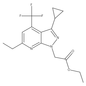 Ethyl 2-(3-cyclopropyl-6-ethyl-4-(trifluoromethyl)-1H-pyrazolo[3,4-b]pyridin-1-yl)acetate结构式