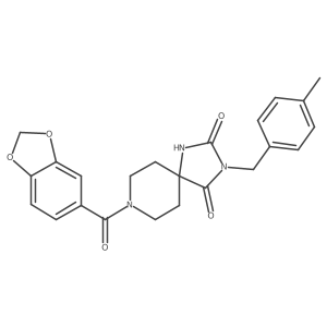 8-(2H-1,3-benzodioxole-5-carbonyl)-3-[(4-methylphenyl)methyl]-1,3,8-triazaspiro[4.5]decane-2,4-dione结构式