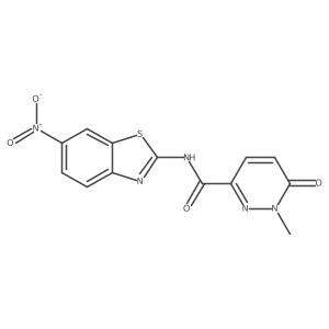 1-methyl-N-(6-nitrobenzo[d]thiazol-2-yl)-6-oxo-1,6-dihydropyridazine-3-carboxamide结构式