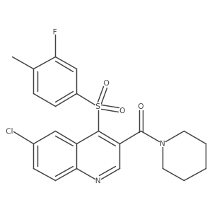 6-Chloro-4-[(3-fluoro-4-methylphenyl)sulfonyl]-3-(piperidin-1-ylcarbonyl)quinoline Structure