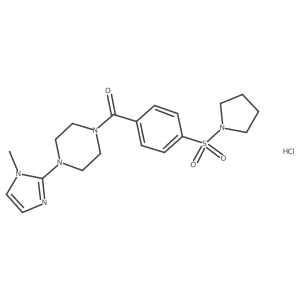 (4-(1-methyl-1H-imidazol-2-yl)piperazin-1-yl)(4-(pyrrolidin-1-ylsulfonyl)phenyl)methanone hydrochloride Structure