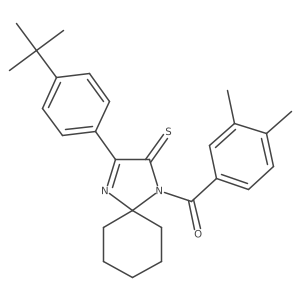 3-(4-Tert-butylphenyl)-1-(3,4-dimethylbenzoyl)-1,4-diazaspiro[4.5]dec-3-ene-2-thione结构式