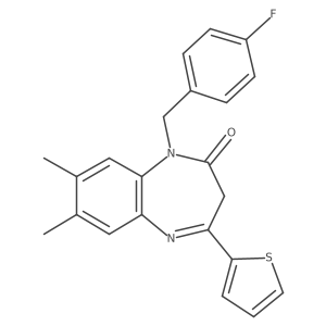 1-[(4-fluorophenyl)methyl]-7,8-dimethyl-4-(thiophen-2-yl)-2,3-dihydro-1H-1,5-benzodiazepin-2-one结构式