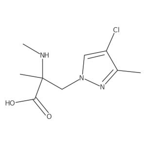 3-(4-chloro-3-methyl-1H-pyrazol-1-yl)-2-methyl-2-(methylamino)propanoic acid结构式