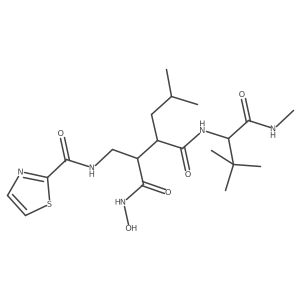 (2R,3R)-N^1^-[(1S)-2,2-Dimethyl-1-(methylcarbamoyl)propyl]-N^4^-hydroxy-2-(2-methylpropyl)-3-{[(1,3-thiazol-2-ylcarbonyl)amino]methyl}butanediamide结构式