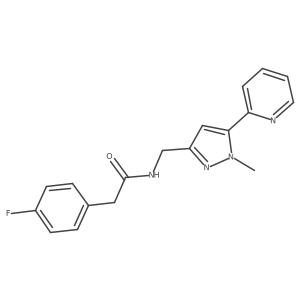 2-(4-fluorophenyl)-N-((1-methyl-5-(pyridin-2-yl)-1H-pyrazol-3-yl)methyl)acetamide结构式