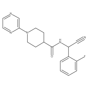 N-[Cyano-(2-fluorophenyl)methyl]-1-pyrazin-2-ylpiperidine-4-carboxamide结构式