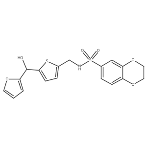 N-((5-(furan-2-yl(hydroxy)methyl)thiophen-2-yl)methyl)-2,3-dihydrobenzo[b][1,4]dioxine-6-sulfonamide结构式