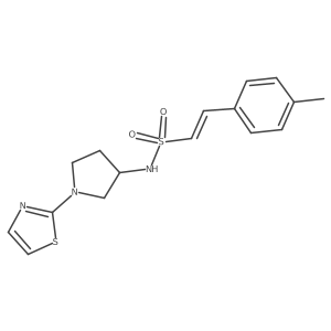 (E)-N-(1-(thiazol-2-yl)pyrrolidin-3-yl)-2-(p-tolyl)ethenesulfonamide结构式