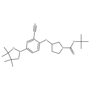 (R)-tert-butyl 3-(2-cyano-4-(4,4,5,5-tetramethyl-1,3,2-dioxaborolan-2-yl)phenoxy)pyrrolidine-1-carboxylate Structure