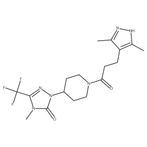 1-(1-(3-(3,5-dimethyl-1H-pyrazol-4-yl)propanoyl)piperidin-4-yl)-4-methyl-3-(trifluoromethyl)-1H-1,2,4-triazol-5(4H)-one结构式