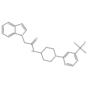 2-(1H-indol-1-yl)-N-(1-(6-(trifluoromethyl)pyrimidin-4-yl)piperidin-4-yl)acetamide结构式