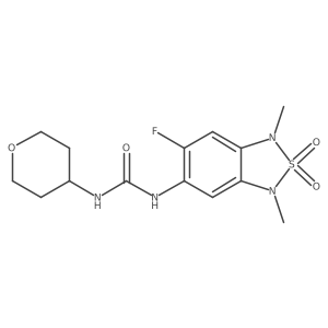 1-(6-fluoro-1,3-dimethyl-2,2-dioxido-1,3-dihydrobenzo[c][1,2,5]thiadiazol-5-yl)-3-(tetrahydro-2H-pyran-4-yl)urea结构式