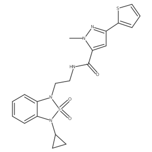 N-[2-(3-cyclopropyl-2,2-dioxo-1,3-dihydro-2lambda6,1,3-benzothiadiazol-1-yl)ethyl]-1-methyl-3-(thiophen-2-yl)-1H-pyrazole-5-carboxamide Structure