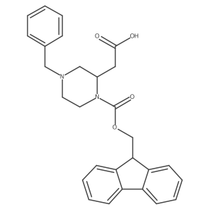 2-(1-(((9H-fluoren-9-yl)methoxy)carbonyl)-4-benzylpiperazin-2-yl)acetic acid Structure
