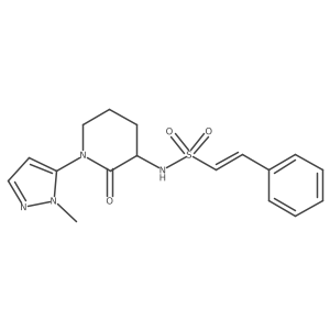 (E)-N-[1-(2-Methylpyrazol-3-yl)-2-oxopiperidin-3-yl]-2-phenylethenesulfonamide结构式