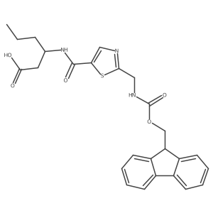 3-({2-[({[(9H-fluoren-9-yl)methoxy]carbonyl}amino)methyl]-1,3-thiazol-5-yl}formamido)hexanoic acid Structure