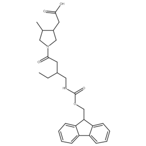 2-(1-{3-[({[(9H-fluoren-9-yl)methoxy]carbonyl}amino)methyl]pentanoyl}-4-methylpyrrolidin-3-yl)acetic acid Structure