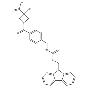 1-{2-[({[(9H-fluoren-9-yl)methoxy]carbonyl}amino)methyl]pyrimidine-5-carbonyl}-3-hydroxyazetidine-3-carboxylic acid结构式