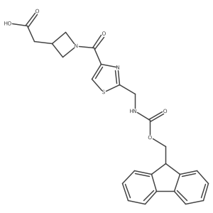 2-(1-{2-[({[(9H-fluoren-9-yl)methoxy]carbonyl}amino)methyl]-1,3-thiazole-4-carbonyl}azetidin-3-yl)acetic acid结构式