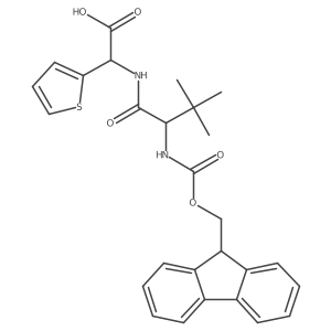 2-[(2S)-2-({[(9H-fluoren-9-yl)methoxy]carbonyl}amino)-3,3-dimethylbutanamido]-2-(thiophen-2-yl)acetic acid结构式
