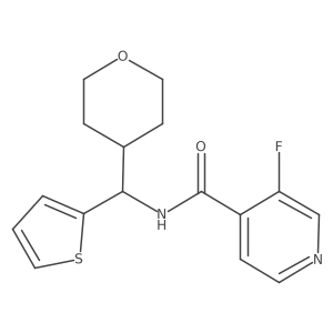 3-fluoro-N-[(oxan-4-yl)(thiophen-2-yl)methyl]pyridine-4-carboxamide结构式