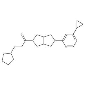 2-(Cyclopentylsulfanyl)-1-[5-(6-cyclopropylpyrimidin-4-yl)-octahydropyrrolo[3,4-c]pyrrol-2-yl]ethan-1-one结构式