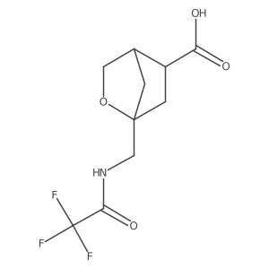 rac-(1R,4R,5R)-1-[(2,2,2-trifluoroacetamido)methyl]-2-oxabicyclo[2.2.1]heptane-5-carboxylic acid结构式