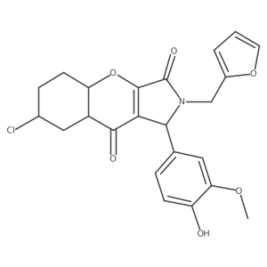 7-chloro-2-(furan-2-ylmethyl)-1-(4-hydroxy-3-methoxyphenyl)-4a,5,6,7,8,8a-hexahydro-1H-chromeno[2,3-c]pyrrole-3,9-dione结构式