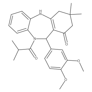 11-(3,4-dimethoxyphenyl)-10-isobutyryl-3,3-dimethyl-2,3,4,5,10,11-hexahydro-1H-dibenzo[b,e][1,4]diazepin-1-one Structure