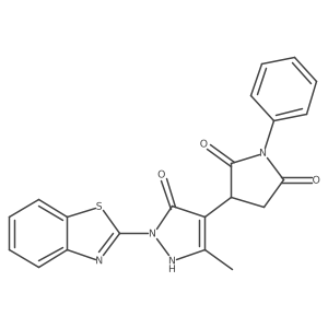 3-[1-(1,3-benzothiazol-2-yl)-5-hydroxy-3-methyl-1H-pyrazol-4-yl]-1-phenylpyrrolidine-2,5-dione结构式