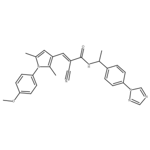 (E)-2-Cyano-3-[1-(4-methoxyphenyl)-2,5-dimethylpyrrol-3-yl]-N-[1-[4-(1,2,4-triazol-1-yl)phenyl]ethyl]prop-2-enamide Structure
