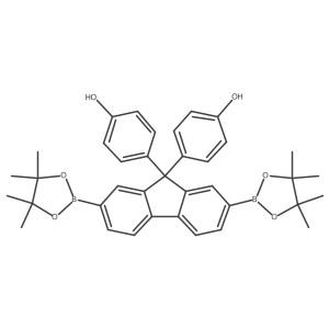 4,4'-(2,7-Bis(4,4,5,5-tetramethyl-1,3,2-dioxaborolan-2-yl)-9H-fluorene-9,9-diyl)diphenol结构式