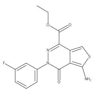 CCOC(=O)c1nn(-c2cccc(F)c2)c(=O)c2c(N)scc12结构式